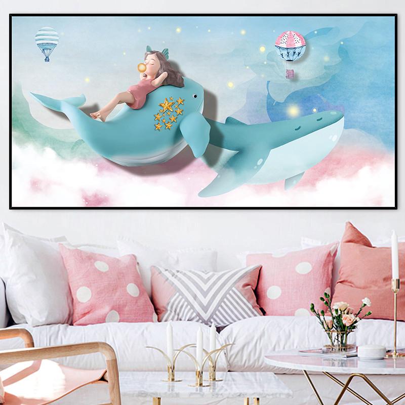 卡通女孩儿童房装饰贴画墙贴可爱温馨卧室床头画壁画贴纸自粘环保