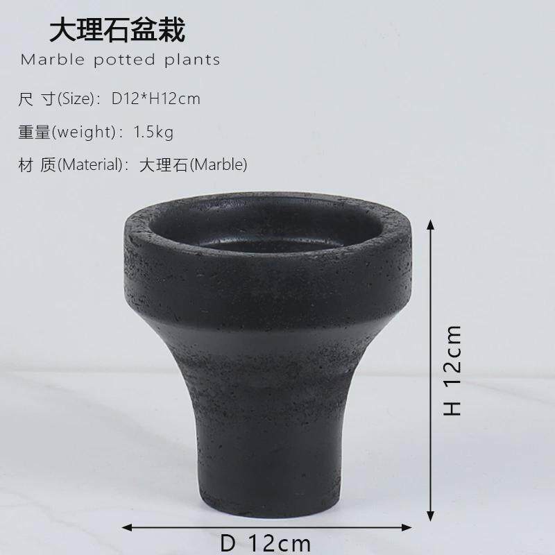 办公桌天然大理石花器多肉盆迷你盆栽欧式售楼处玄关桌面装饰花盆