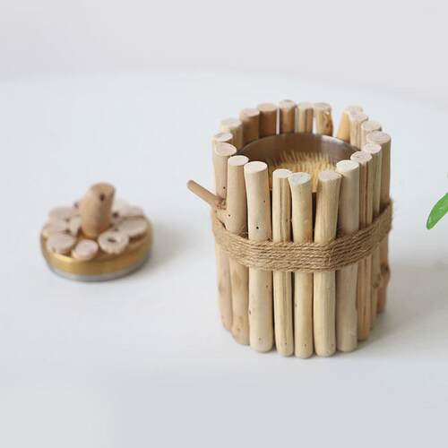个性简约实木牙签盒牙签筒家用原木桌面天然餐厅创意礼品装饰摆件