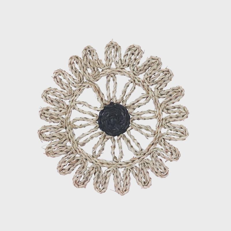 草编装饰盘挂欧式摆件盘海草编织墙面装饰草编圆形装饰盘