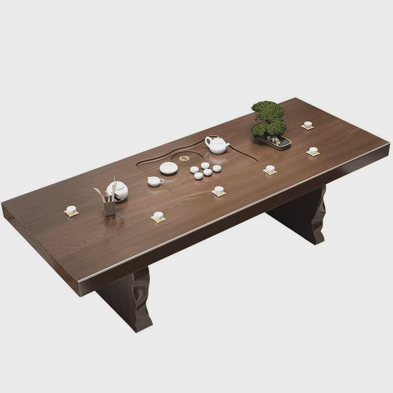 办公实木大板茶桌全套家用客厅茶桌椅组合禅意现代简约接待泡茶桌