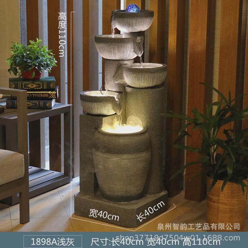 欧式假山喷泉流水摆件鱼缸客厅阳台酒吧别墅办公茶室落地生财水景