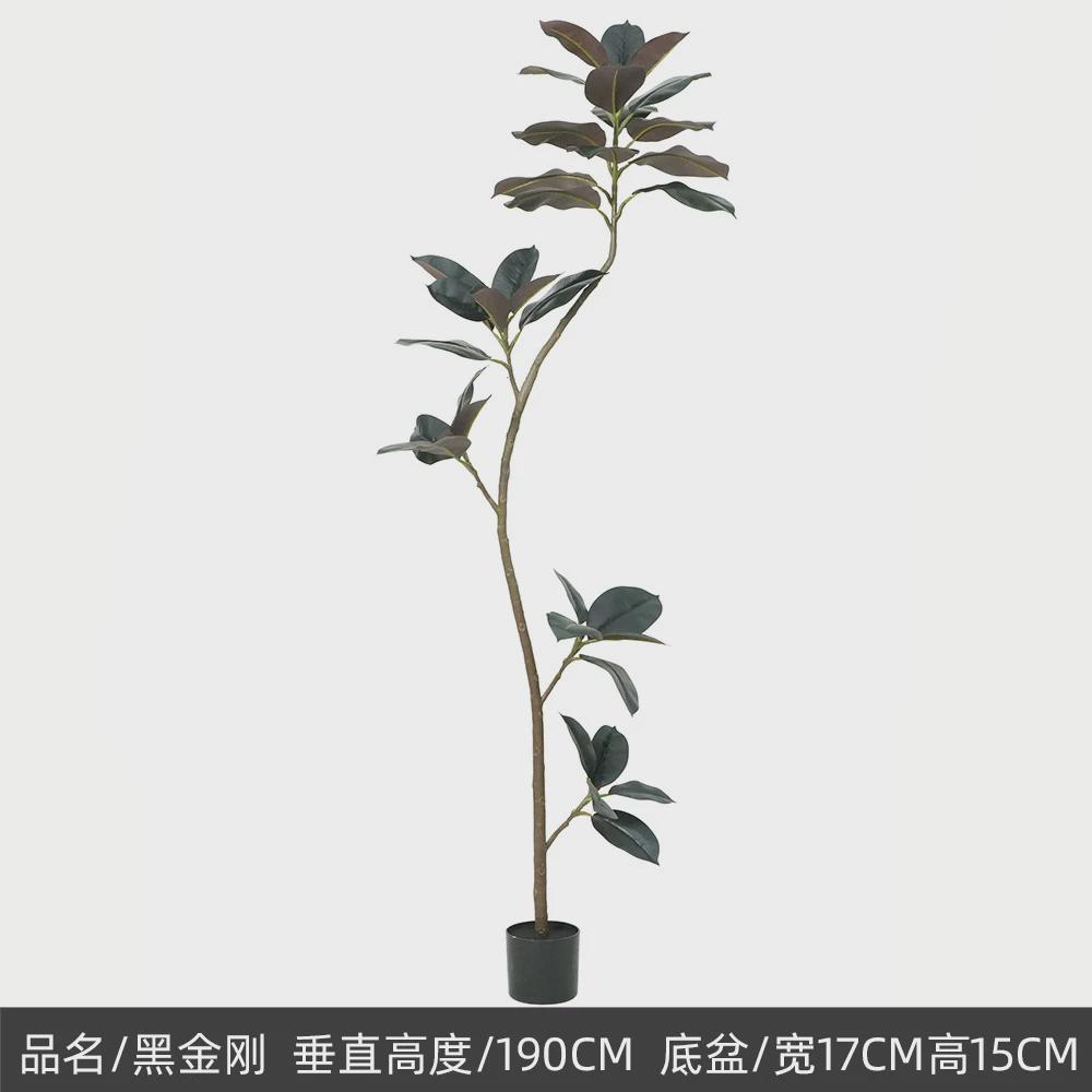 网红大叶子物假植黑金刚摆件室内客厅落地装饰仿真绿植橡皮树盆景
