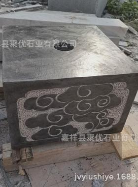 庭院长廊青石柱础墩底座祥云石墩子圆形石柱脚方形空心石柱柱顶石