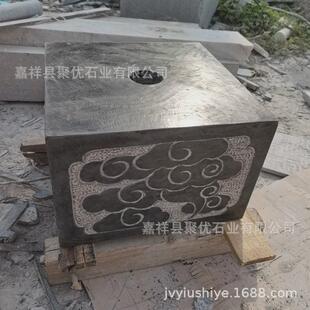 庭院长廊青石柱墩底座祥云石墩子圆形石柱脚方形空心石柱础柱顶石