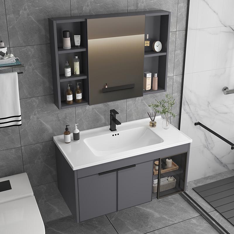 太空铝浴室柜组合窄边40CM宽卫生间洗漱台一体陶瓷洗手洗脸池盆柜