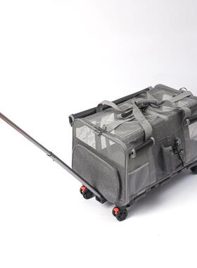 猫包一件宠物拉杆箱批两厢隔离起大容量两只透气可拆卸宠物外出包