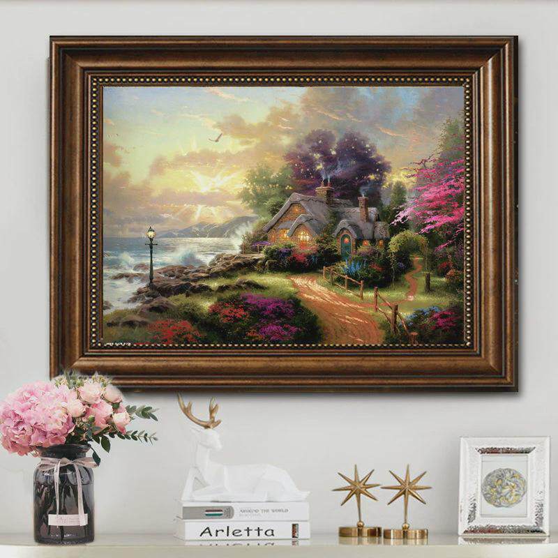 美式电表箱装饰画欧式电闸箱遮挡画推拉免打孔总开关盒配电箱挂画