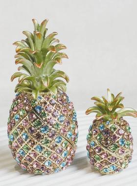 抖音爆款百货珐琅饰品摆件水晶工艺品菠萝凤梨创意家居首饰盒礼品