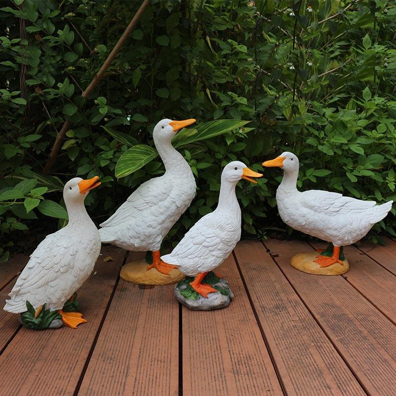 热销户外仿真动物鸭子摆件白模型鸭树脂工艺假山水池造景庭院花园