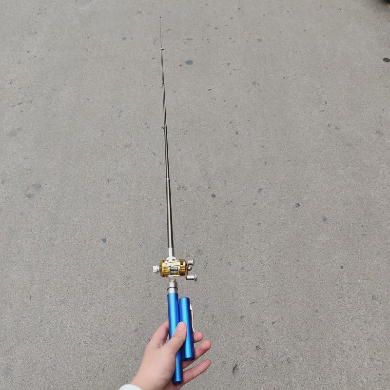 公园河边户外钢笔杆渔轮垂钓迷你小海杆筏杆带钓鱼路亚1米筏钓杆