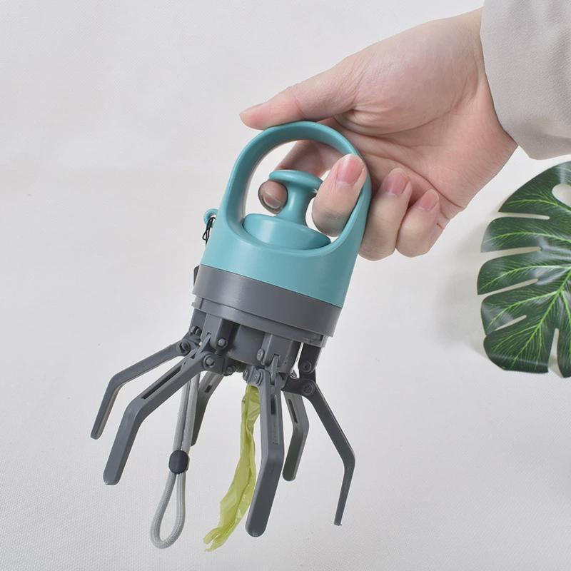 零接触宠物拾便器狗狗外出便携六爪铲屎夹屎器捡屎垃圾袋分配器