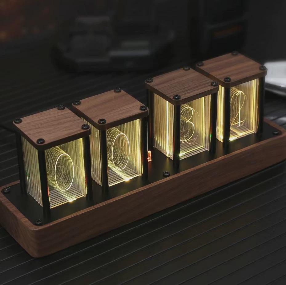 辉光管钟热销桌面时钟拟辉光管时钟免组装创意闹钟定时器