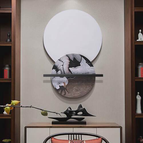 新中式玄关装饰画手绘壁画现代简约油画立体挂画客厅走廊抽象壁饰