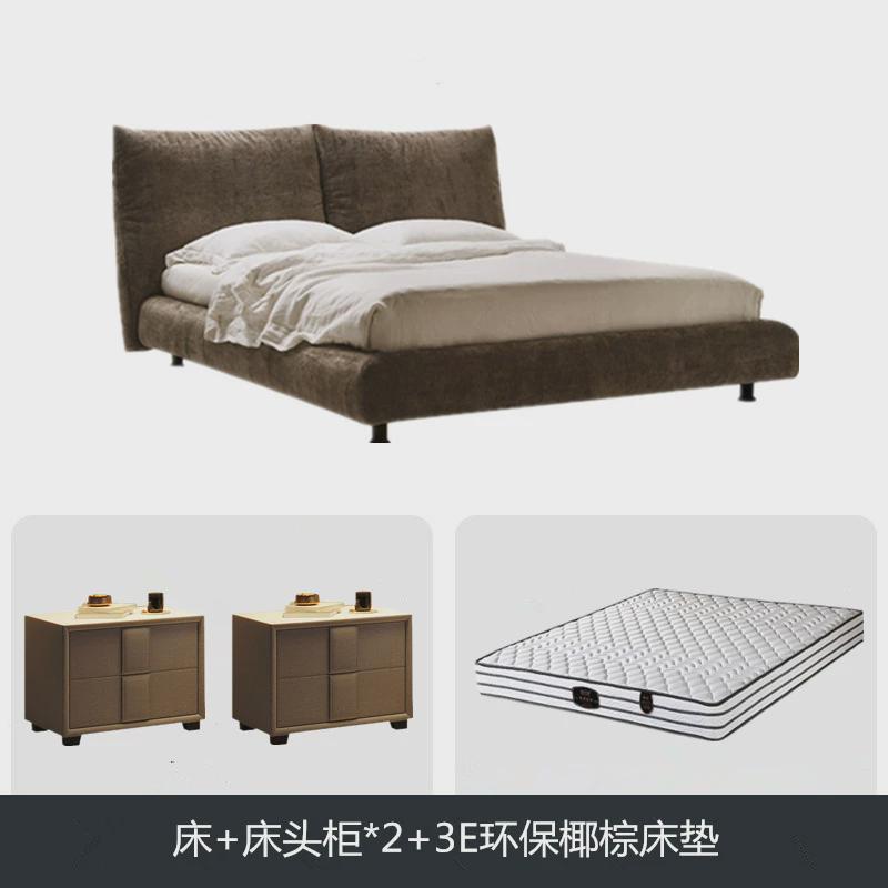 意式极简网红花瓣床现代简约设计师主卧1.8米轻奢双人床布艺婚床