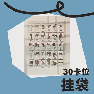 S588儿童识字卡挂袋闪卡袋幼儿园宝宝启蒙卡透明门后墙壁单词卡收