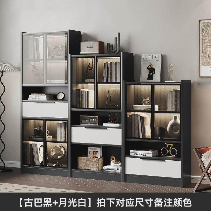 新款实木书柜带玻璃门储物柜一体家用组合柜楼梯间收纳柜简约落地,住宅家具,单个书柜,淘宝优惠券,粉丝福利购,淘宝优惠卷