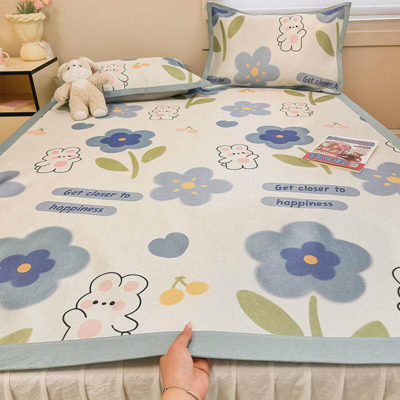 宿舍可机水洗儿童软席子夏天2024新款夏季冰丝凉席三件套单人藤席