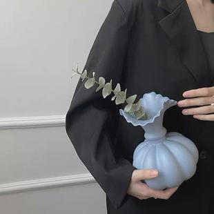 饰摆件 奶油风南瓜陶瓷花瓶ins风小众家居样品房插花仿真花装
