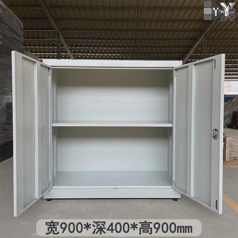 移门铁皮柜文件柜钢制矮柜抽屉式玻璃门推拉门带锁半截办公柜地柜