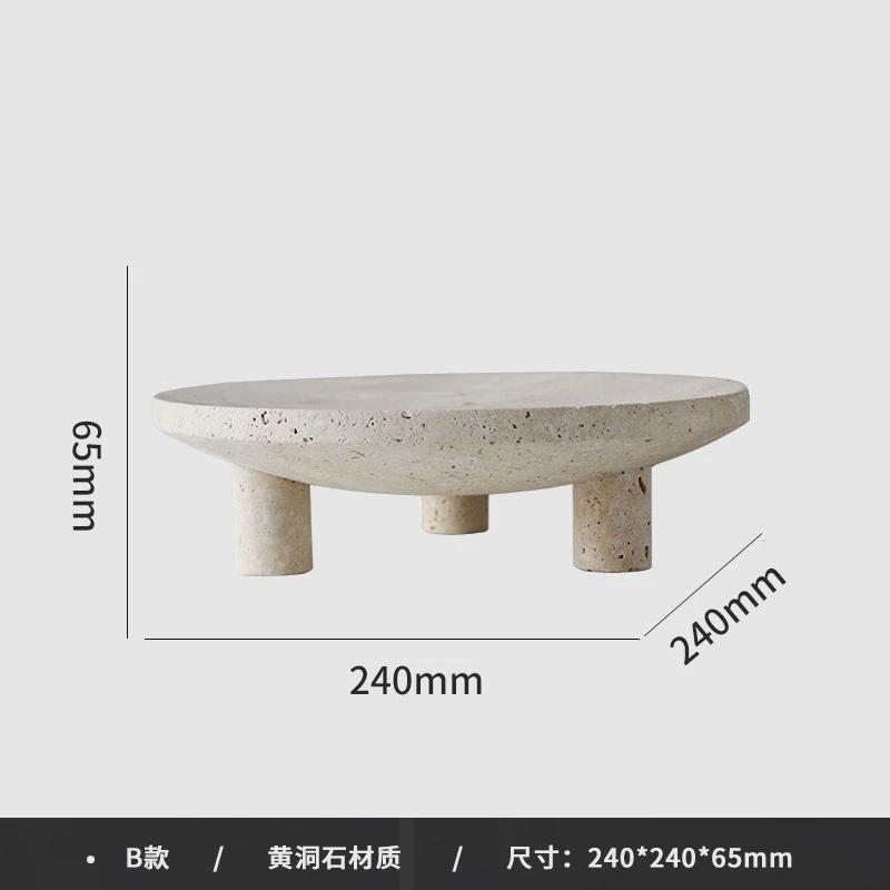 现代轻奢极简桌面洞石果盘摆件售楼处样板间客厅茶几创意软装饰品
