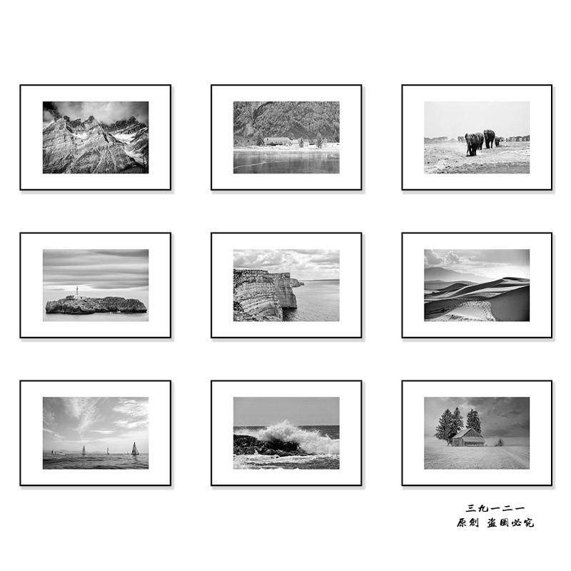 客厅装饰画黑白风景挂画高级感壁画卧室床头玄关办公室风墙画,家居饰品,现代装饰画,淘宝优惠券,粉丝福利购,淘宝优惠卷