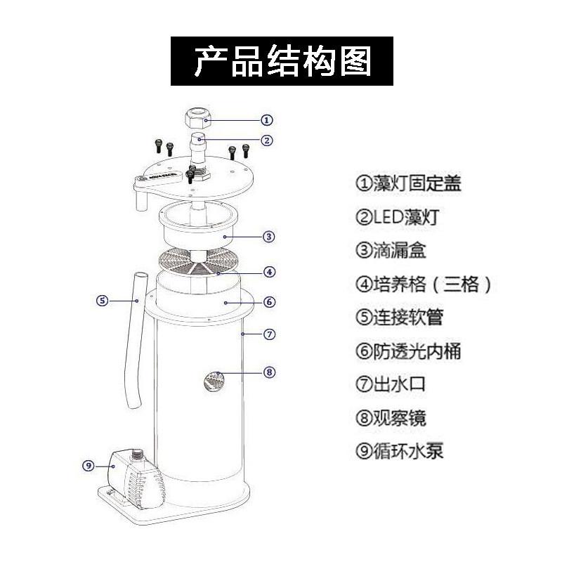 ae内置藻桶海水高等藻类培育珊瑚鱼缸no3神桶藻缸藻盒鱼缸底除用