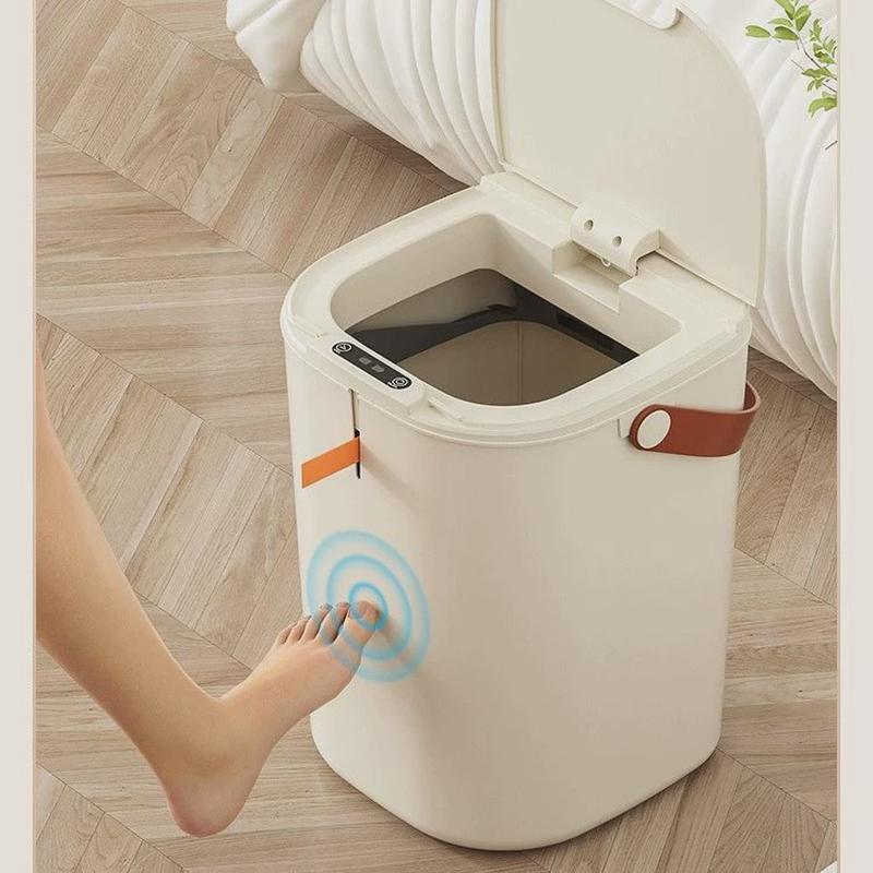 热销轻奢奶油风感应垃圾桶卧室带盖自动打包客厅厨房抽绳手提垃圾