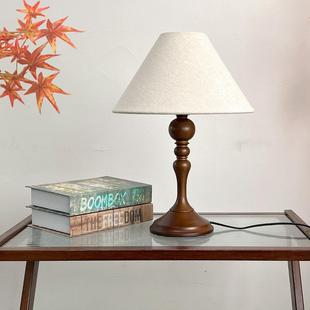 创意民宿实木装 中古台灯侘寂风个性 饰床头灯 美式 新款