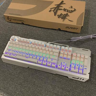 白色黑轴机械键盘赤焰蛛彩色灯光K61插拔轴金属面板CIY游戏盛美瑞
