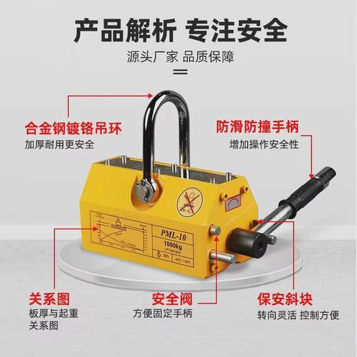 杭顶永磁起重器定制吸盘挂钩吊铁板钢板强磁磁力工业强力磁铁