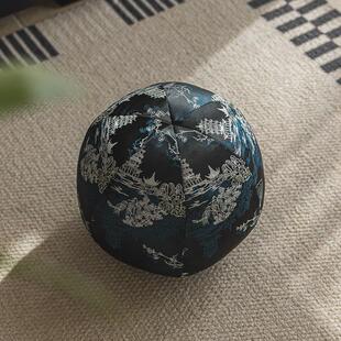 靠垫客厅圆形沙发抱枕氛围感绿色竹子新中式圆球轻奢高级感靠背垫