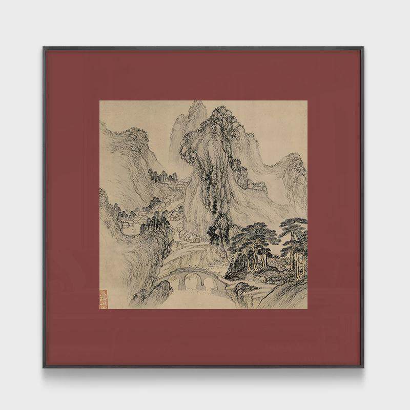 餐厅风景装饰画新中式入户过道客厅走廊玄关壁饰背景墙挂画立体