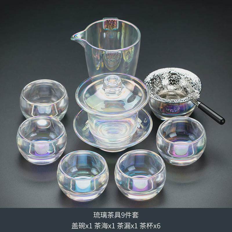 盖碗白玉瓷功夫茶具套装琉璃家用泡茶壶手工创意三才盖碗公道杯