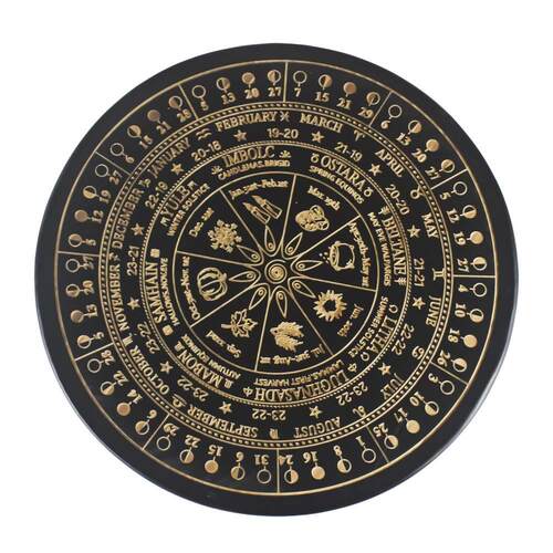 祭坛星盘月相月历游戏盘水晶日历盘节气木制摆板祈祷仪式轮盘雕刻