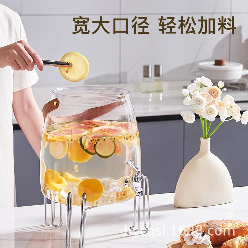 家用大容量饮料桶夏日冰桶食品级塑料茶水分离器带电镀龙头冷水壶
