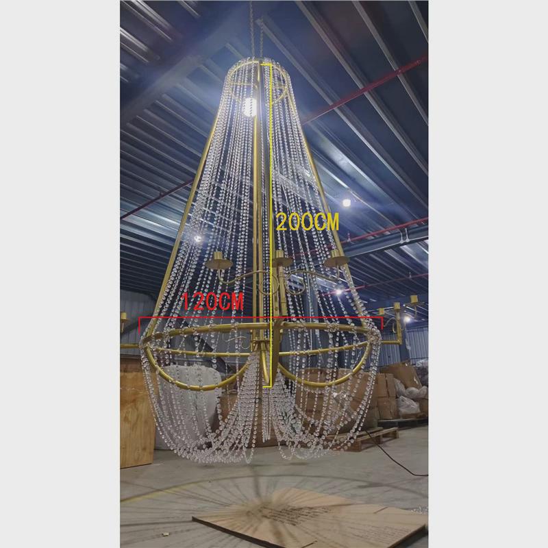 新款道具吊灯秋千水晶灯珠帘婚摄影礼堂美陈铁艺婚庆道具吊顶装饰