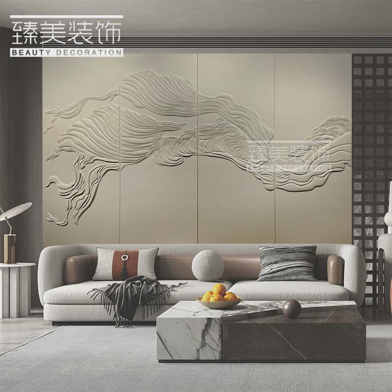 雕卧室客厅皮电视墙硬包背景墙浮雕软包立体割雕沙发墙板装饰壁画