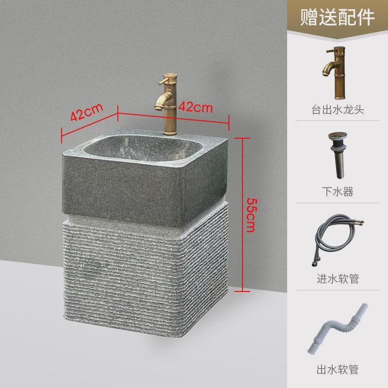 天然石材洗手台盆一体户外水池大理石立柱盆庭院幼儿园落地式儿童