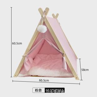 貓窩三角實木貓帳篷室內外防風保暖貓房子貓產房式 現(xiàn)貨冬季 半封閉