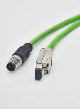 信号传输接头m12d连接器转rj45工业以太网扣pur绿色网线接口