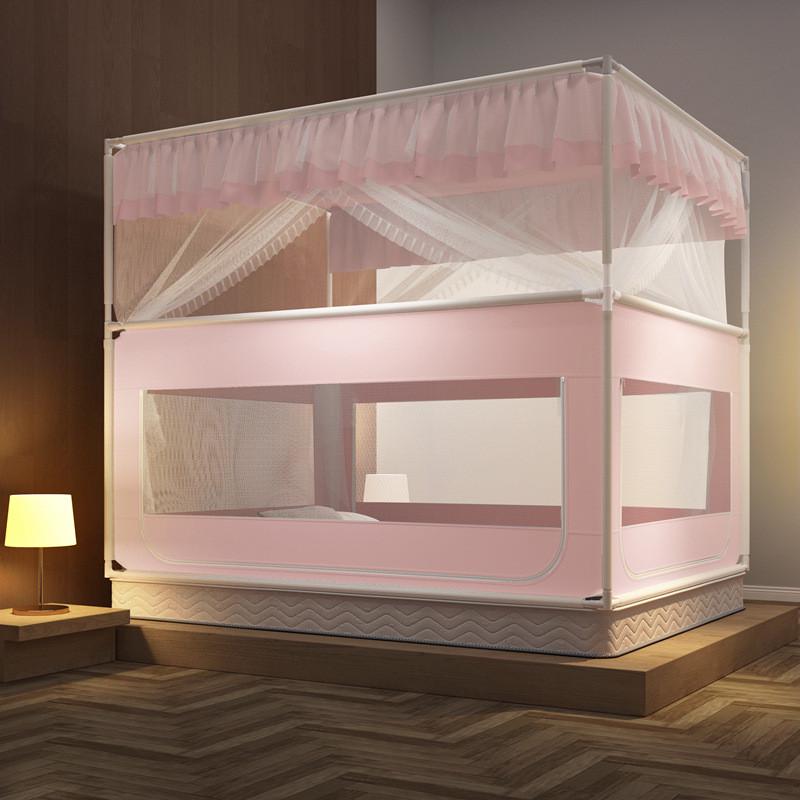 围栏门帘方顶坐床蚊帐防摔防蚊加密加高方厚顶便携式可收纳批发