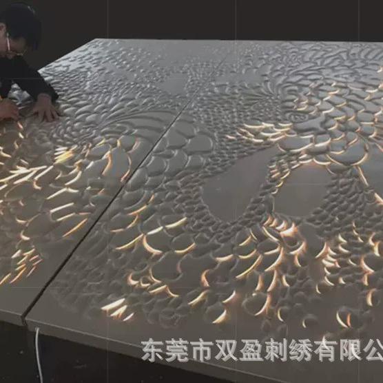 抖音网红皮雕背景墙极简玄关艺术墙面割花透光浮雕精雕软包硬包