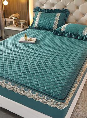 61k3四季通用夹棉蕾丝花边床笠三件套180x220cm加厚全包床垫套1.5