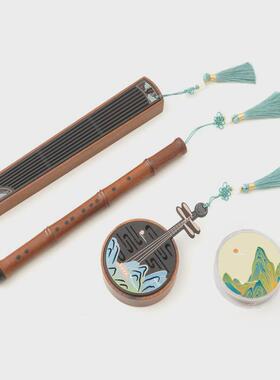 复古江山如画古筝卧香炉月琴盘香管香具套装中国风商务伴手礼品