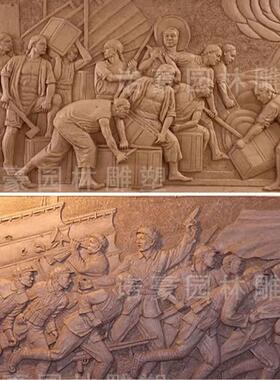 厂家供应玻璃钢浮雕大型博物馆景观美陈摆件铜雕户外广场装饰雕塑