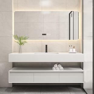 【定制】岩板无缝陶瓷盆浴室柜组合盆一体洗漱洗脸洗手台双盆厂家