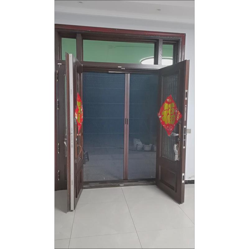 铝合金折叠纱门隐形防蚊门帘入户门大门铝推拉伸缩沙门纱窗免打孔