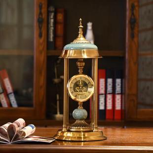 欧式复古座钟客厅时钟2023新款美式摆放台式钟表家用摆钟老式台钟