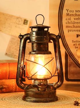 老式复古煤油灯摆件怀旧老物件仿古马灯手提户外露营灯装饰品道具